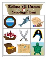 cool kids scavenger hunt ideas - pirate themed printable